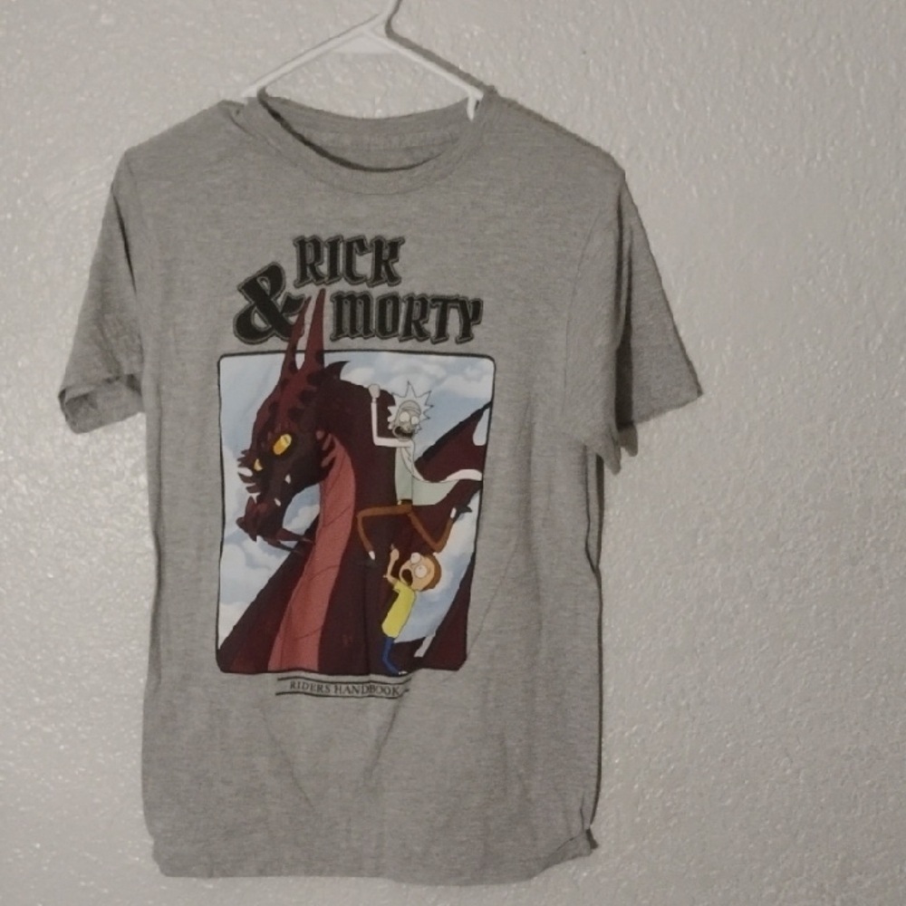 Ripple Junction Rick & Morty Gray Tee with Red and Yellow Accents